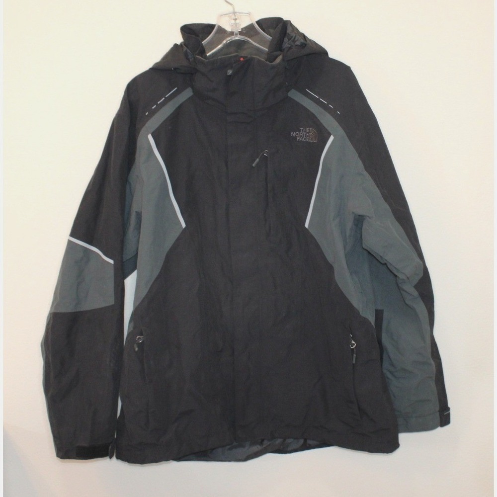 The North Face ski jacket men's Large black grey hooded vented - Picture 2 of 11